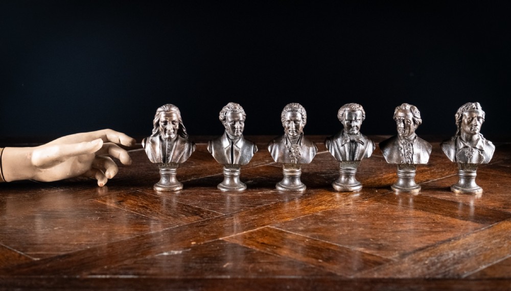 Six 19th Century Bronze Composer & Writer Portrait Busts View X