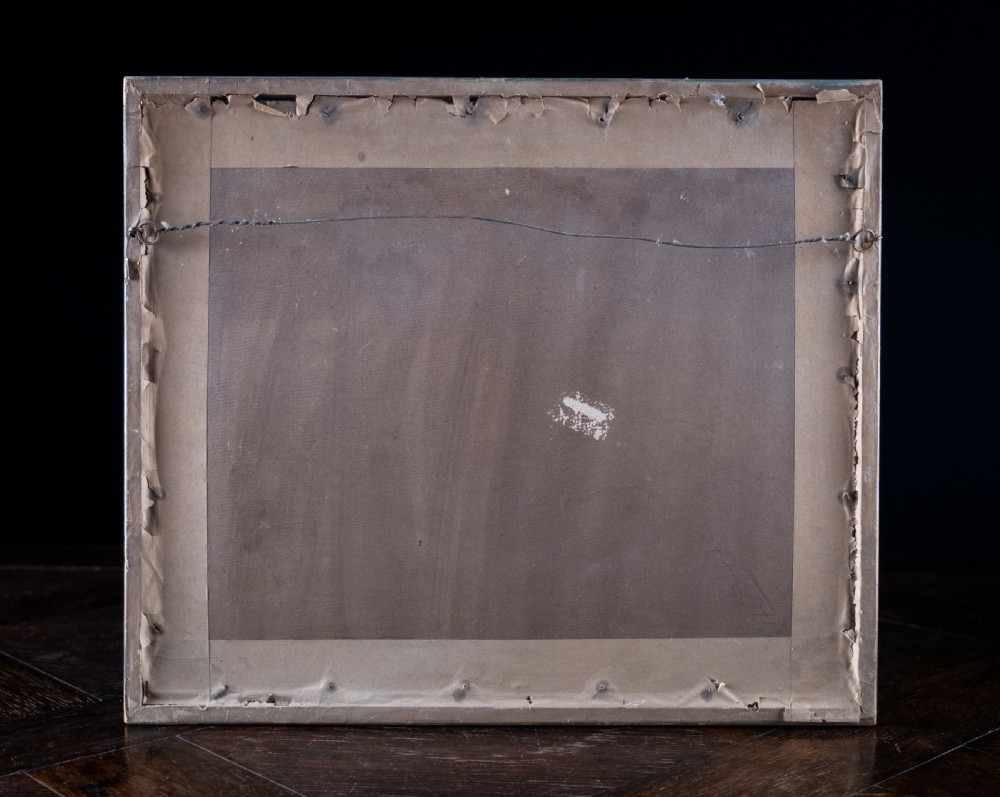 A framed 1911 etching by Ludwig Michalek depicting Goethes travelling carriage set within a gilt wood frame. View X
