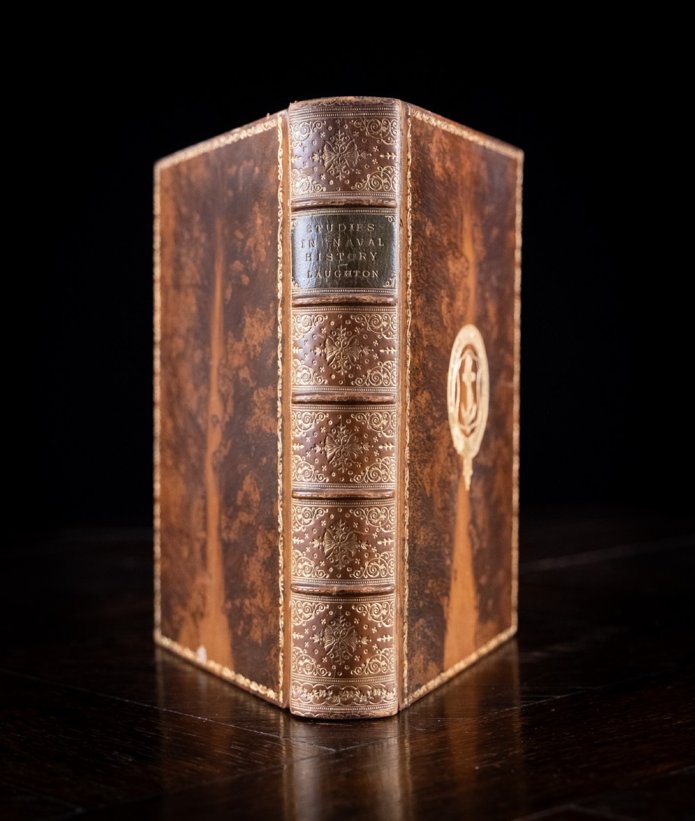 1887 Studies In Naval History by John Knox Laughton. First Edition. (Leather Bound Book)