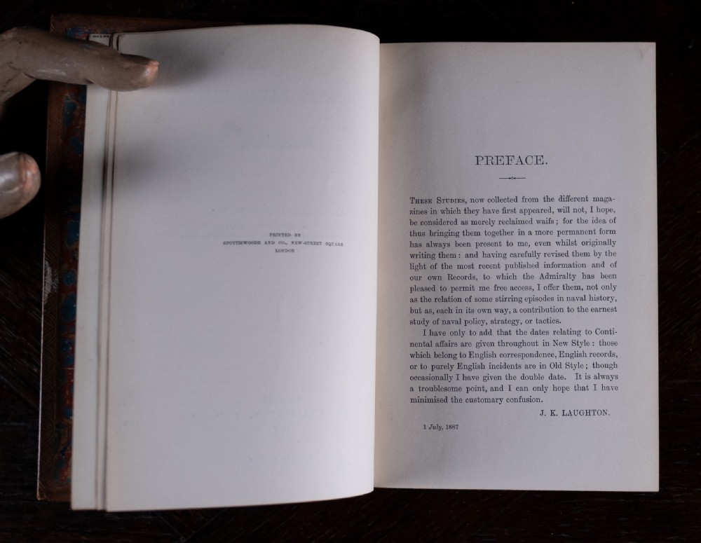 1887 Studies In Naval History by John Knox Laughton. First Edition. (Leather Bound Book) View IX