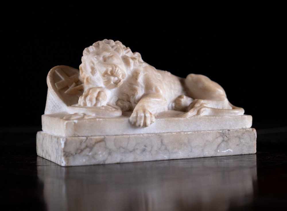 19th Century Alabaster & Marble Lion Of Lucerne