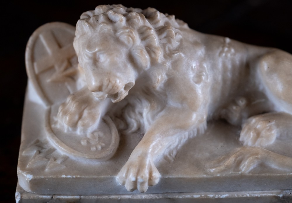 19th Century Alabaster & Marble Lion Of Lucerne View III