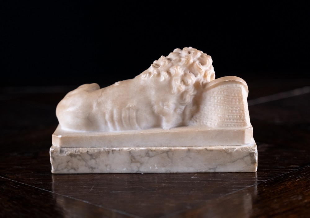 19th Century Alabaster & Marble Lion Of Lucerne View IV