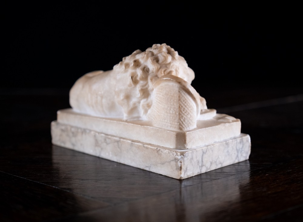 19th Century Alabaster & Marble Lion Of Lucerne View V