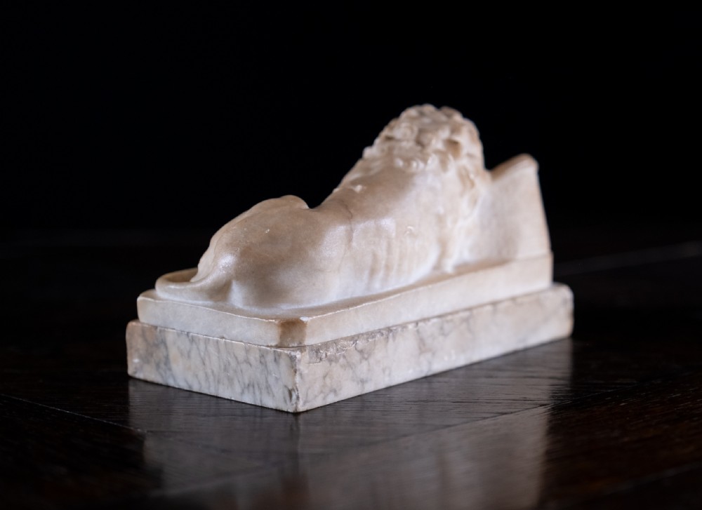 19th Century Alabaster & Marble Lion Of Lucerne View VI