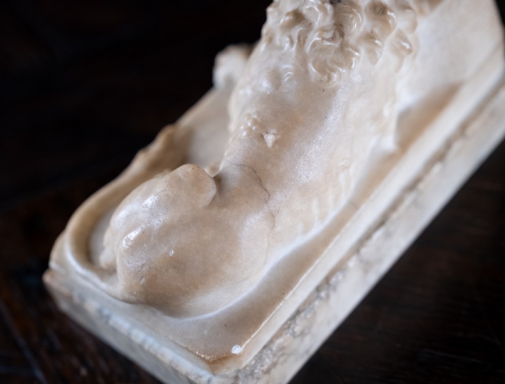 19th Century Alabaster & Marble Lion Of Lucerne View VII