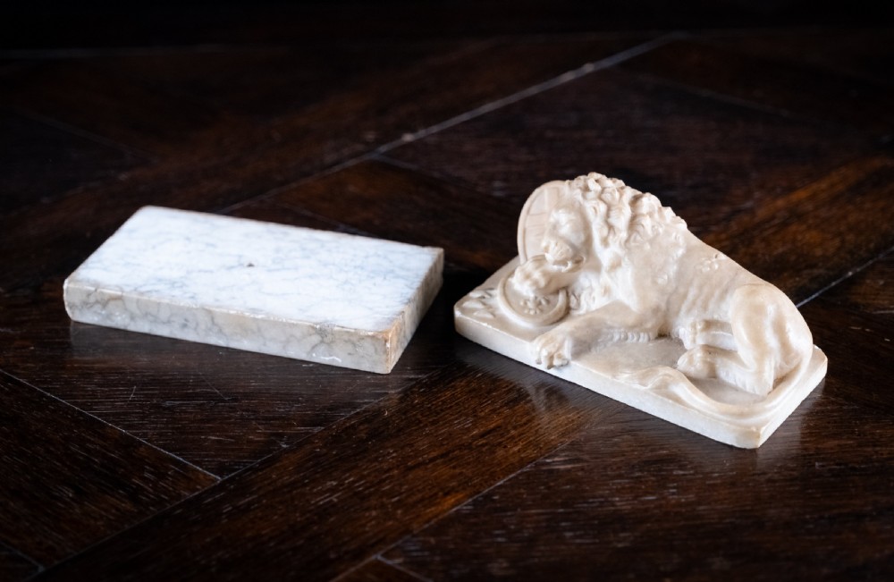 19th Century Alabaster & Marble Lion Of Lucerne View XI