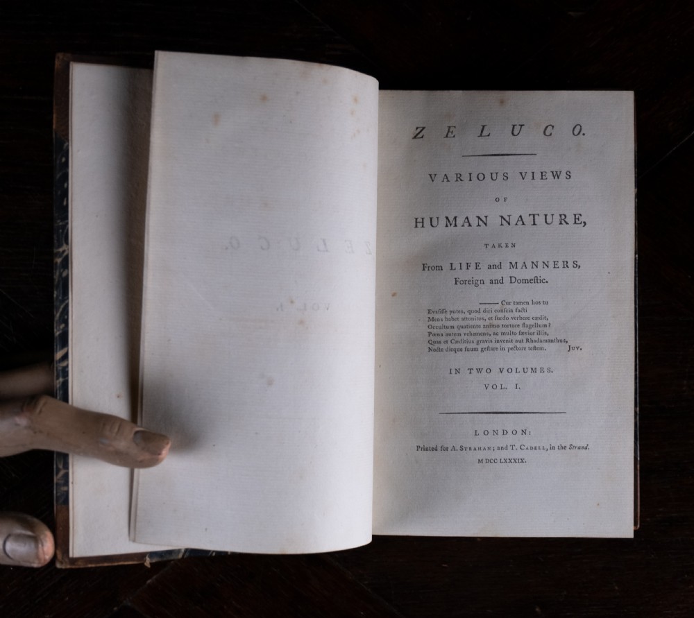 1789 Zeluco, Various Views Of Human Nature by John Moore. First Edition. Book Set. View VIII