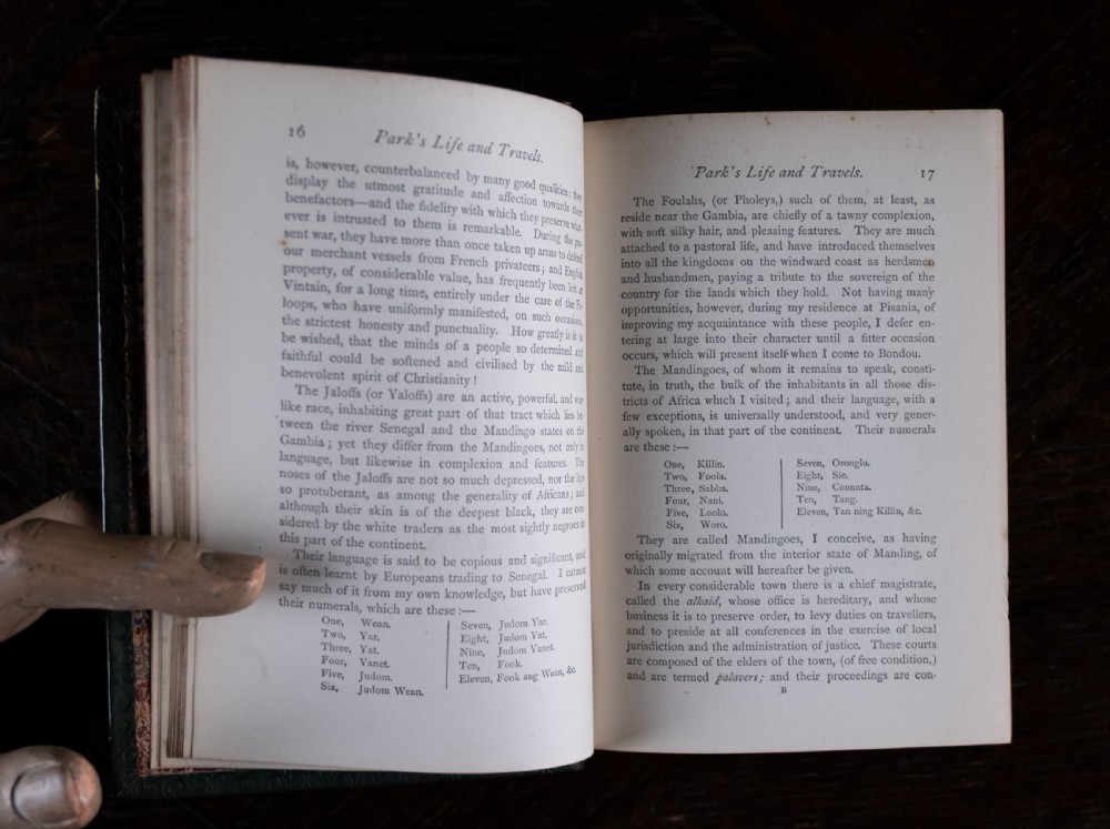 A Victorian leather-bound book standing upright, featuring green boards with a gilt crest and a brown leather spine decorated with gold tooling. View XI