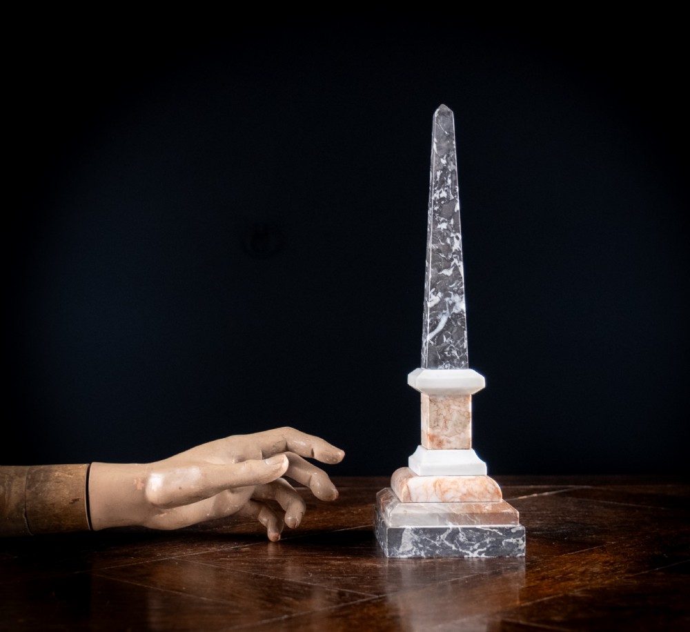 19th Century Italian Specimen Marble Obelisk View IX