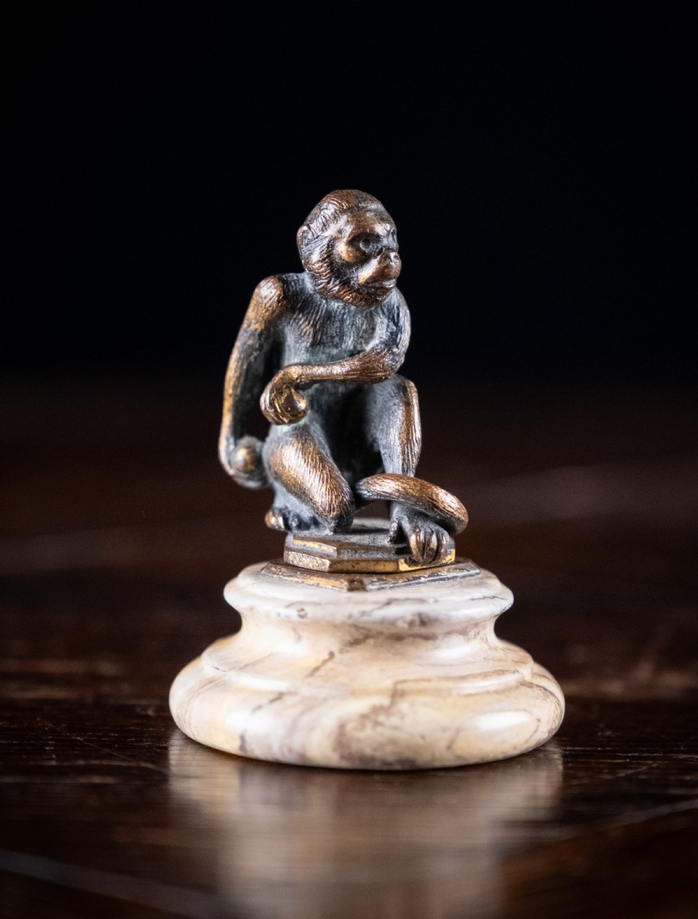 Bronze Monkey Wax Seal On Stand