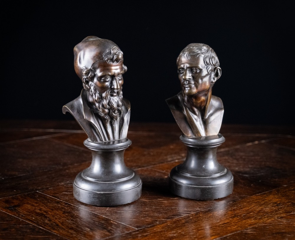 Pair Bronze Busts of Hippocrates and Lysimachus View IV