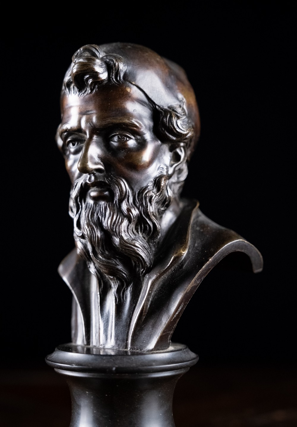 Pair Bronze Busts of Hippocrates and Lysimachus View X