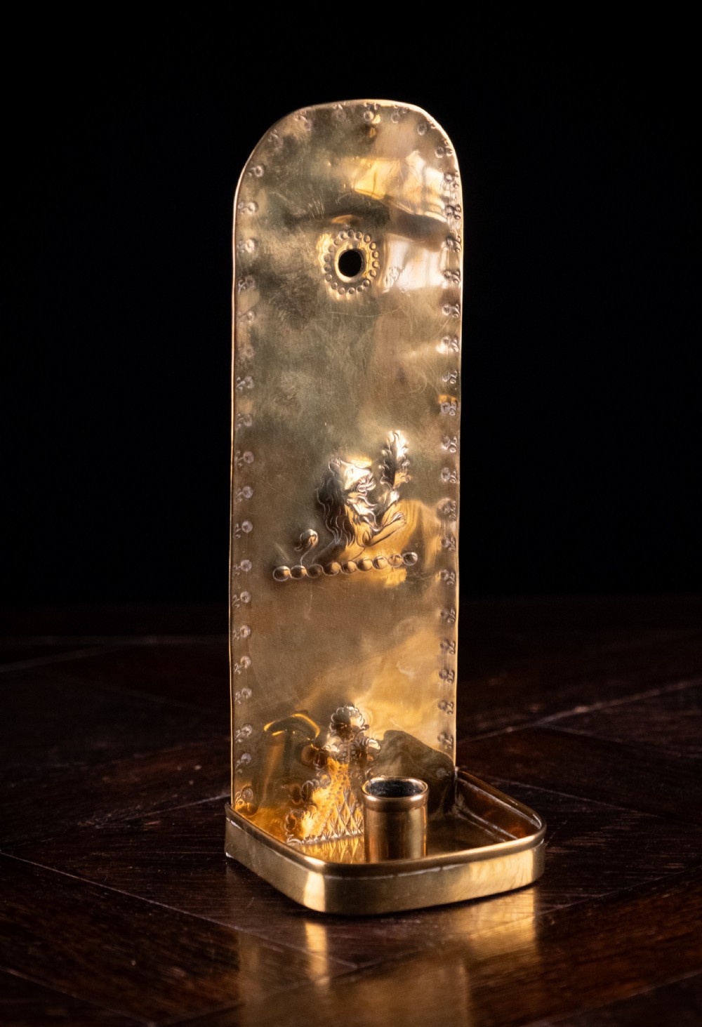 19th Century Brass Wall Reflector Candle Holder