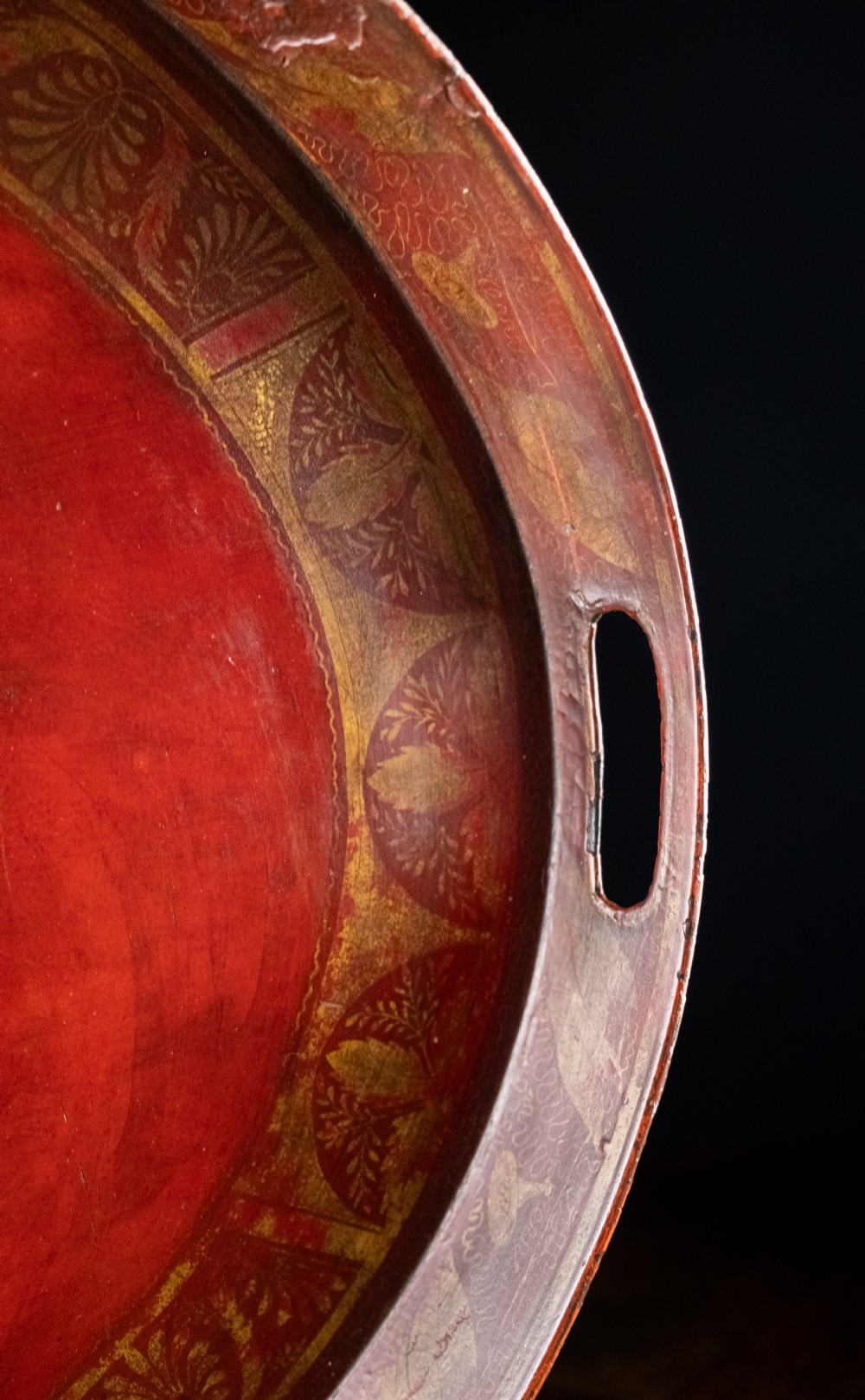 Large Regency Red & Gilt Toleware Tray, c.1830 View VII