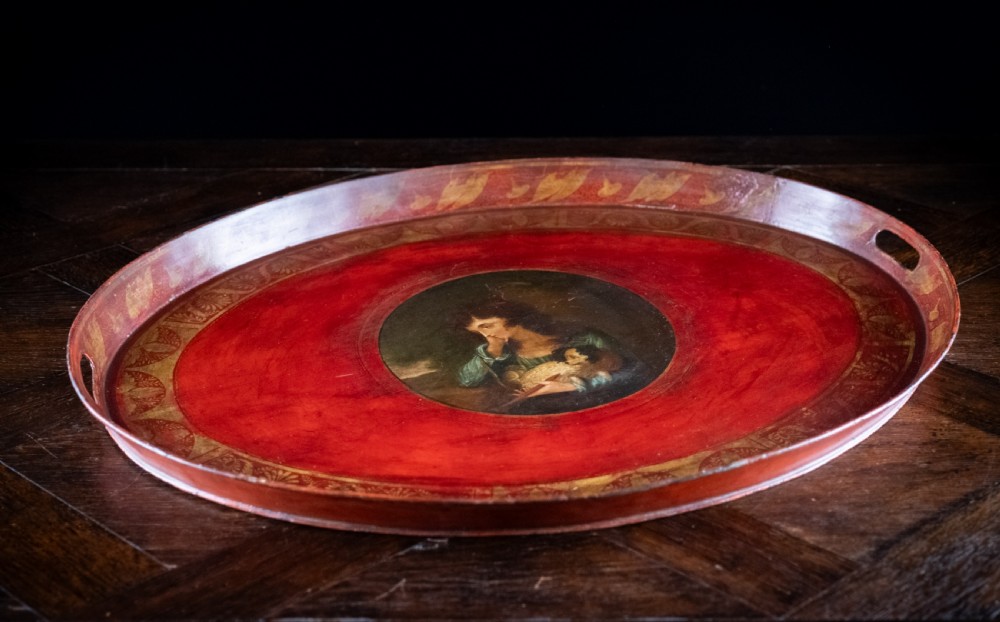 Large Regency Red & Gilt Toleware Tray, c.1830 View VIII