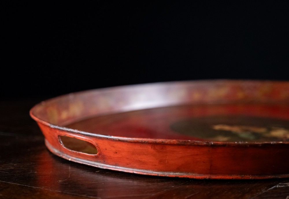Large Regency Red & Gilt Toleware Tray, c.1830 View IX