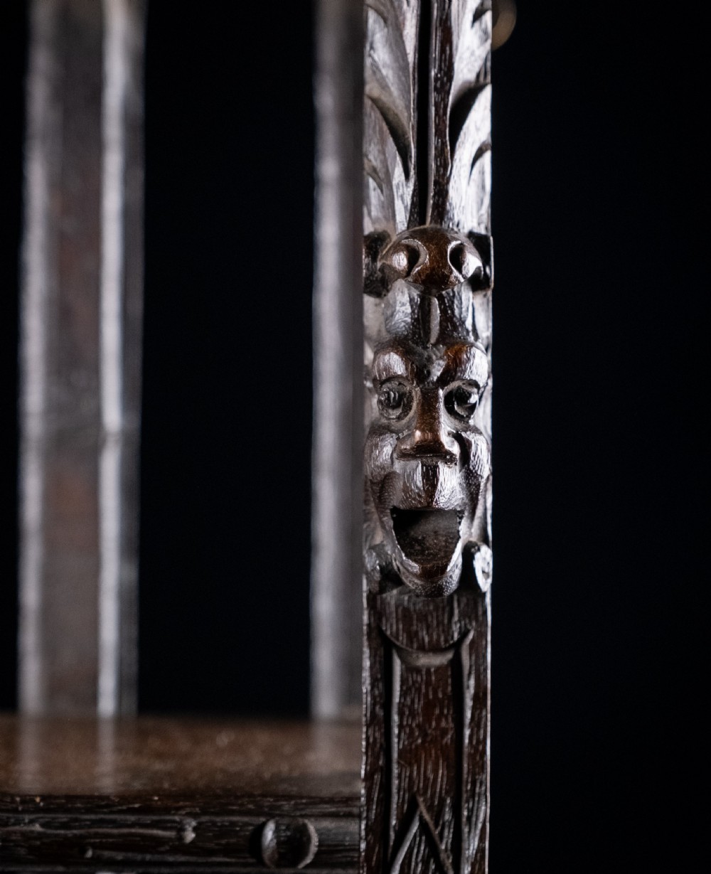 Gothic Carved Oak Hanging Shelf, c.1880 View III