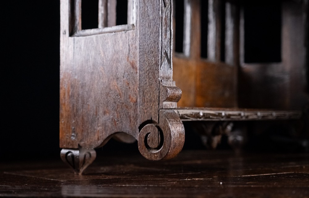 Gothic Carved Oak Hanging Shelf, c.1880 View IX
