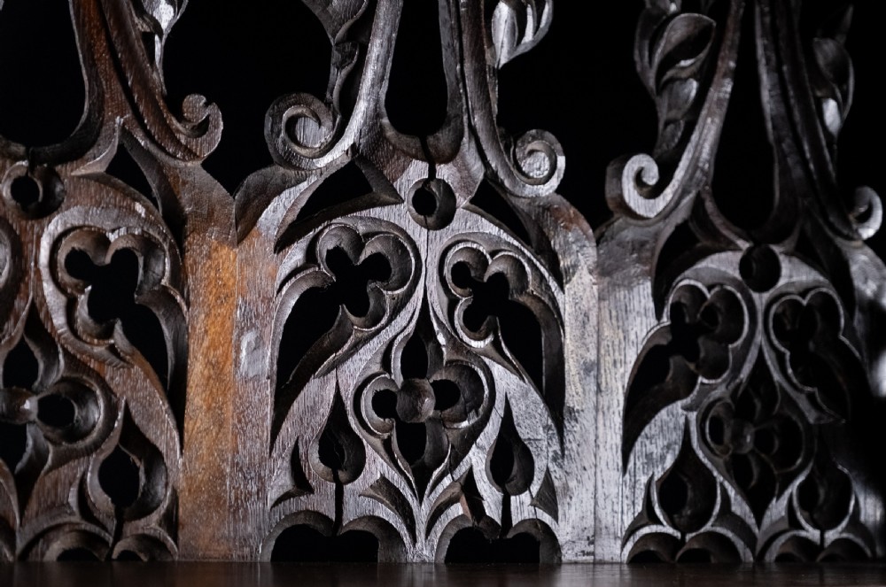 Gothic Carved Oak Hanging Shelf, c.1880 View XI