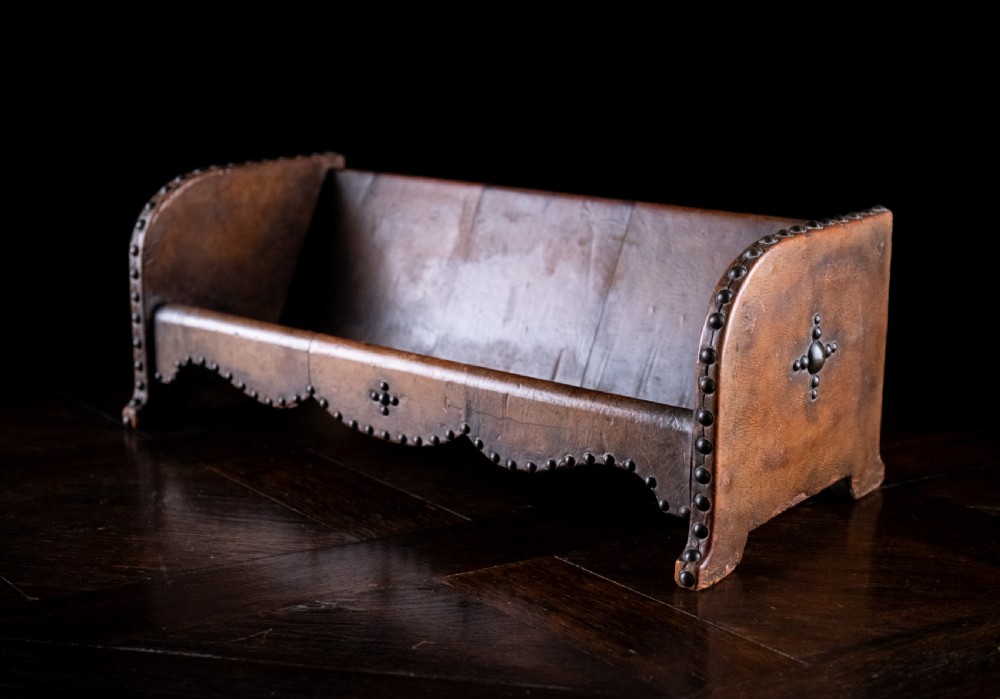 Studded Tan Leather Book Trough, c. 1880 View III
