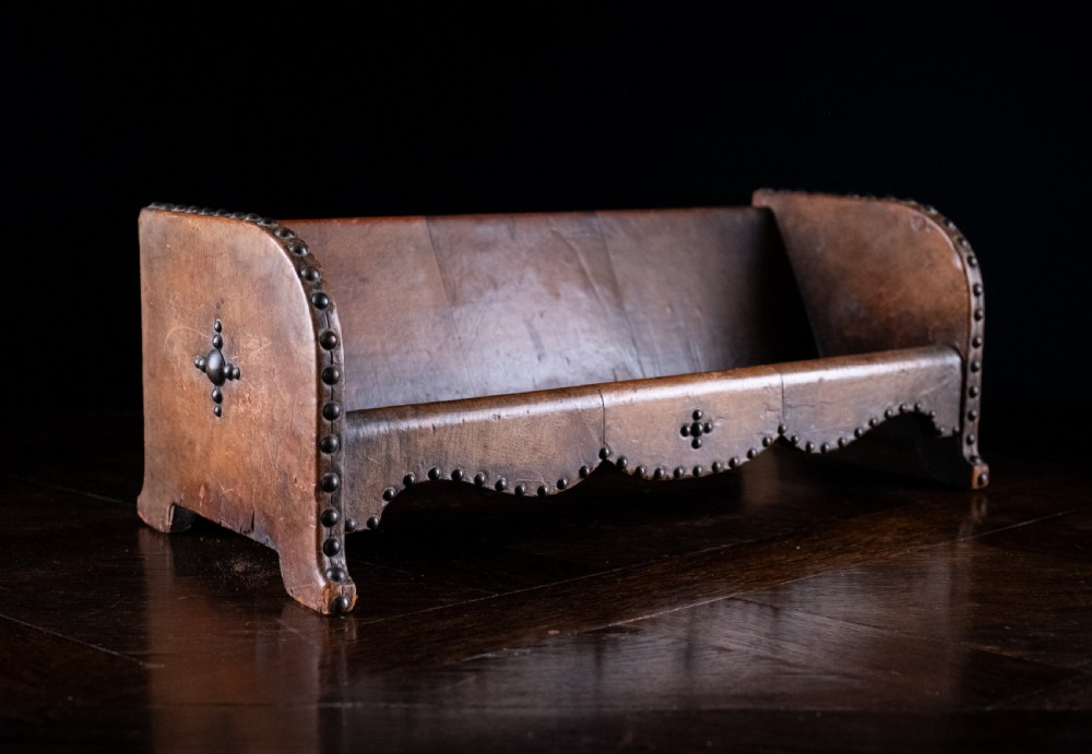 Studded Tan Leather Book Trough, c. 1880 View IV