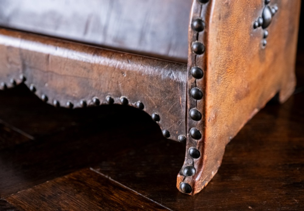 Studded Tan Leather Book Trough, c. 1880 View V