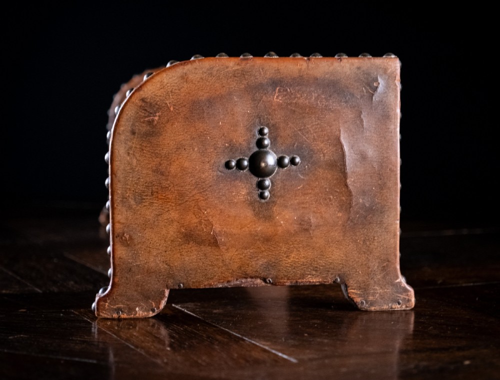 Studded Tan Leather Book Trough, c. 1880 View VII