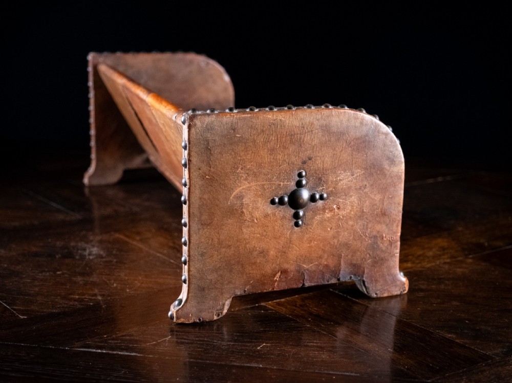 Studded Tan Leather Book Trough, c. 1880 View IX