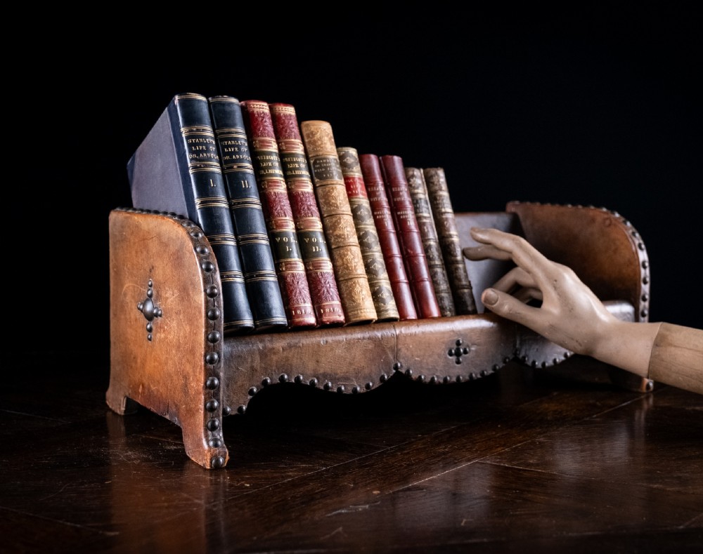 Studded Tan Leather Book Trough, c. 1880 View XI
