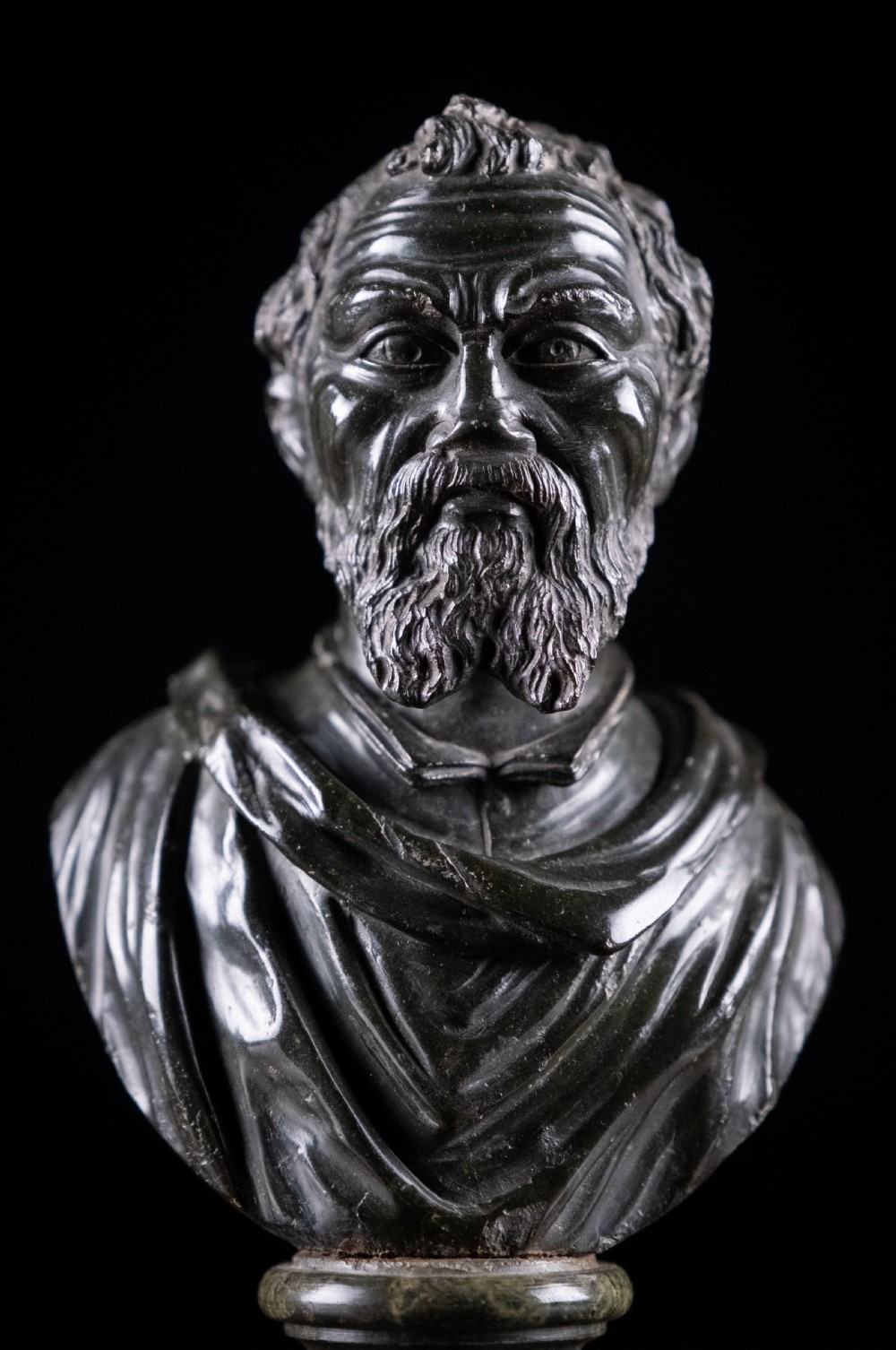 19th Century Serpentine Bust of Michelangelo View III