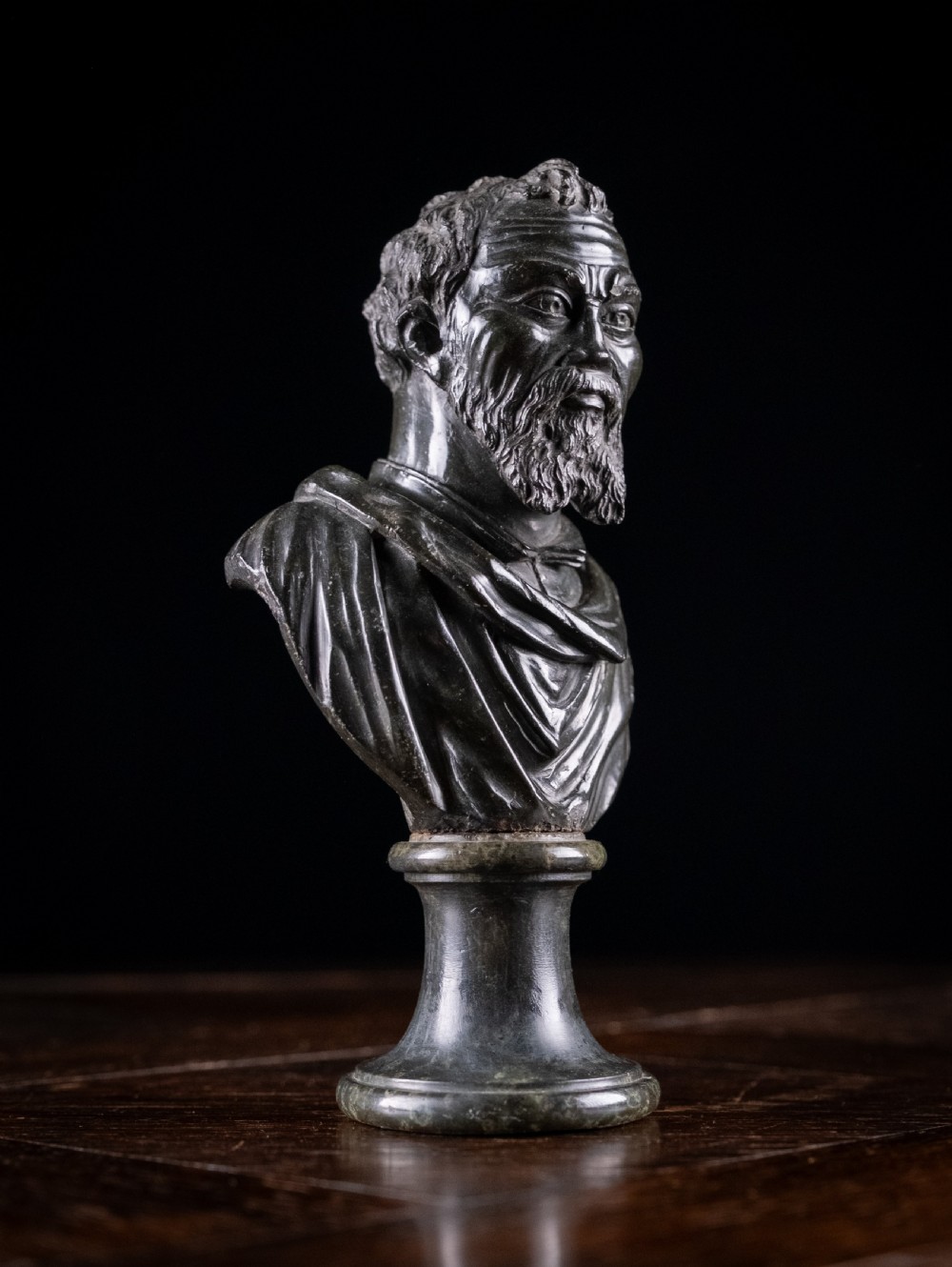 19th Century Serpentine Bust of Michelangelo View IV