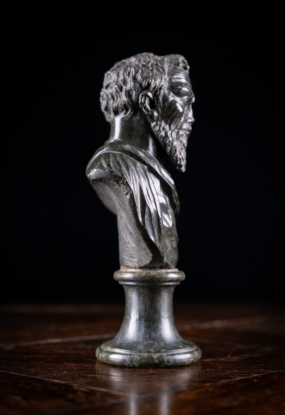19th Century Serpentine Bust of Michelangelo View V