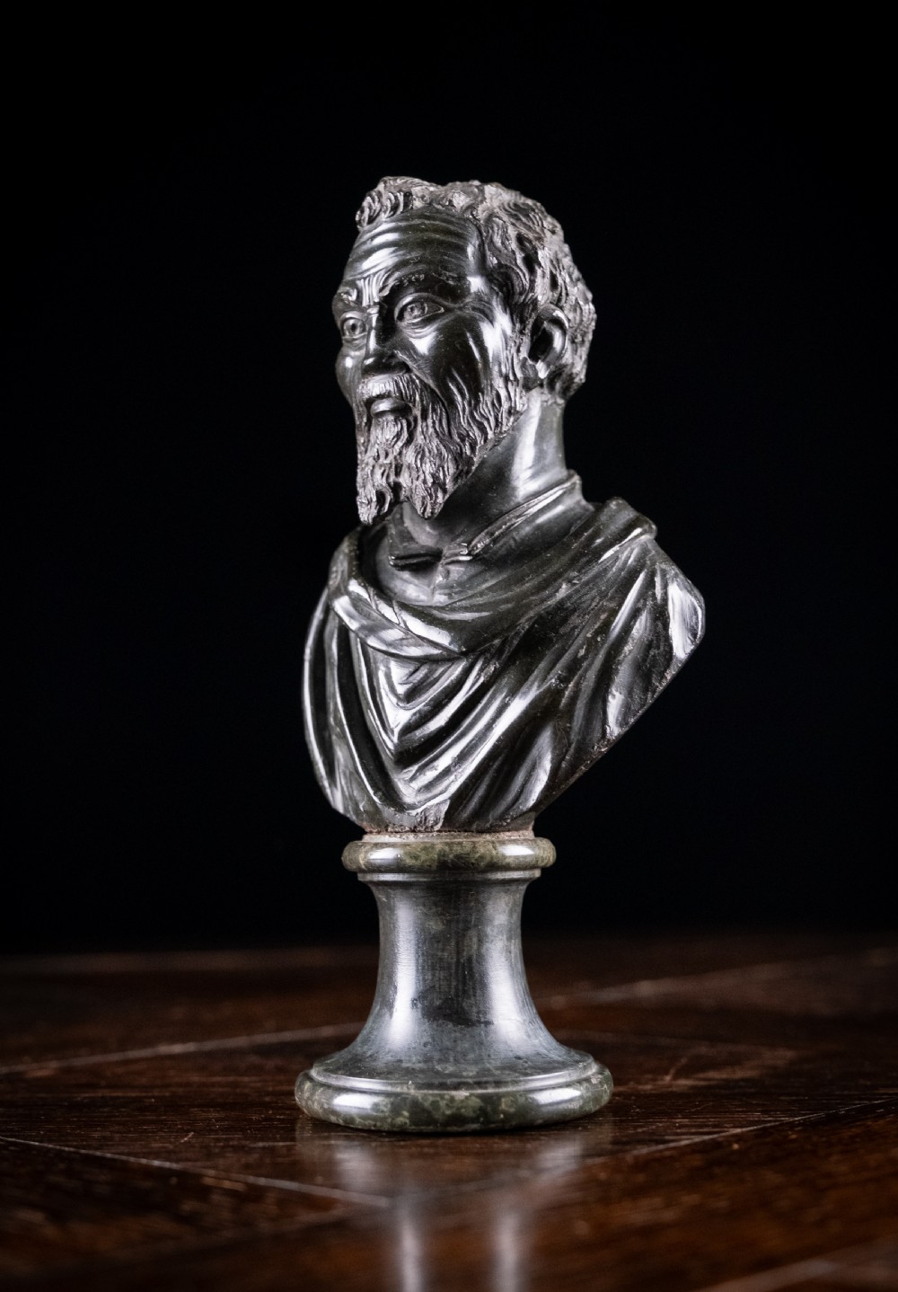19th Century Serpentine Bust of Michelangelo View X
