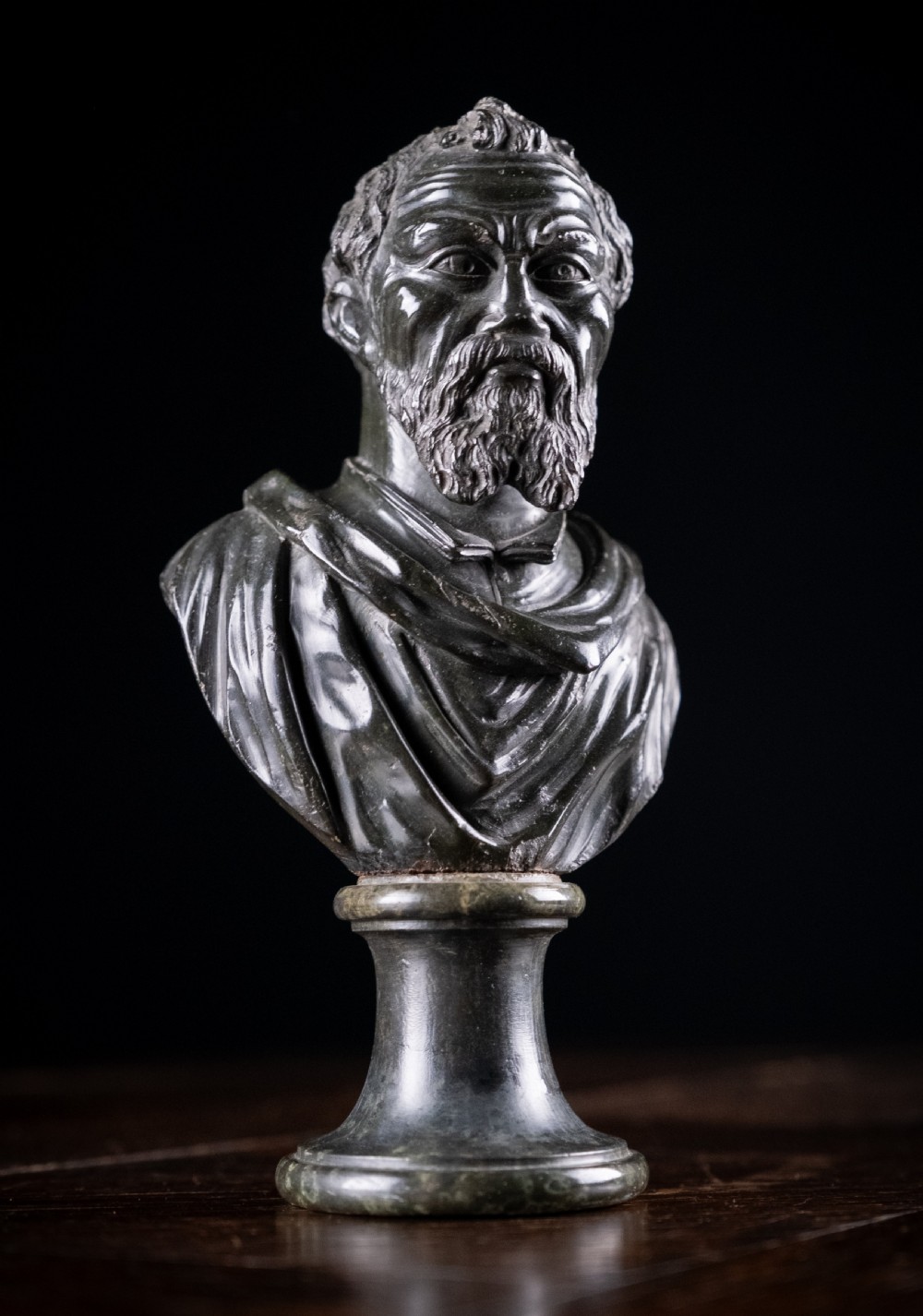19th Century Serpentine Bust of Michelangelo View XI