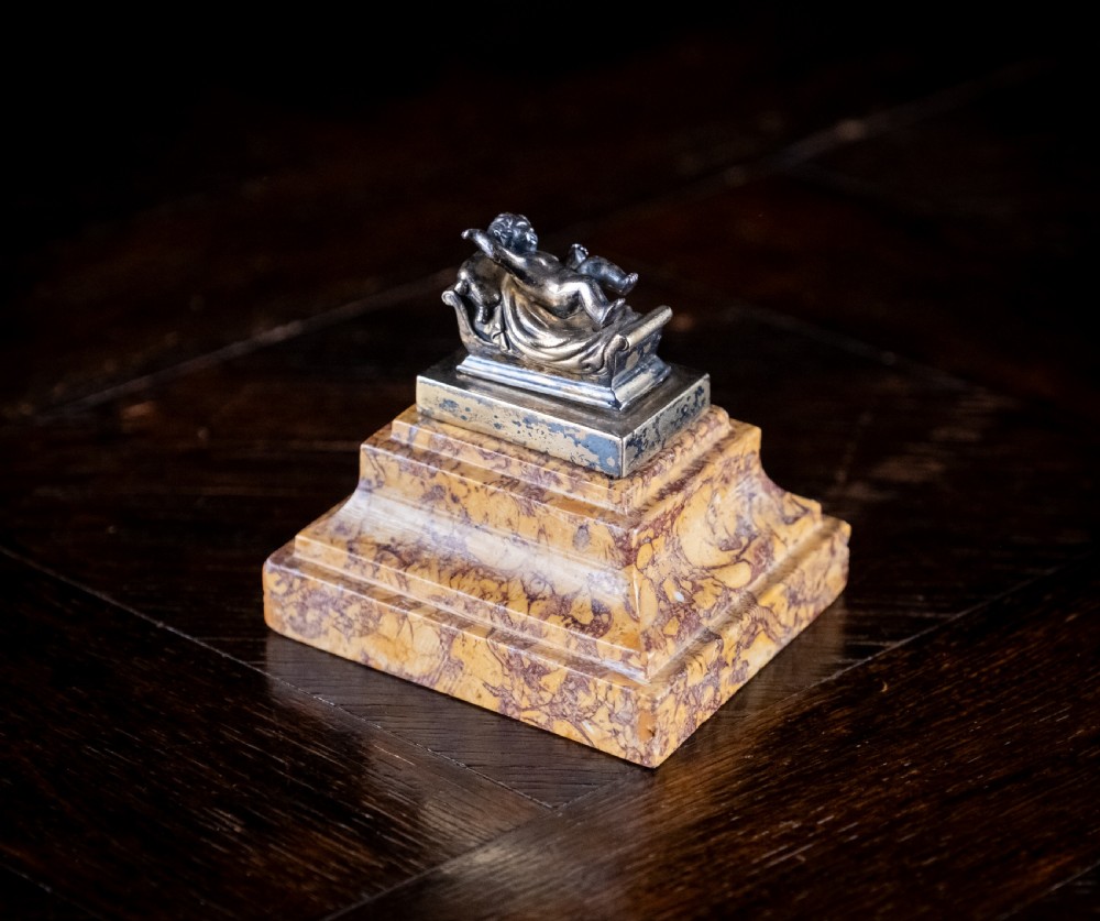 19th Century Grand Tour Silver Gilt & Marble Desk Weight View II