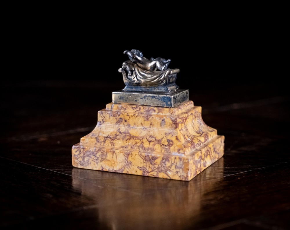 19th Century Grand Tour Silver Gilt & Marble Desk Weight View V