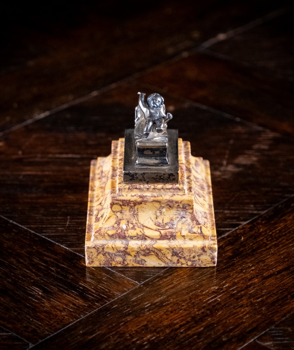 19th Century Grand Tour Silver Gilt & Marble Desk Weight View VI