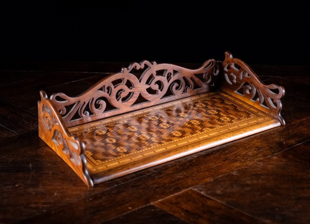 Rosewood & Tunbridgeware Folding Book Stand, c1860