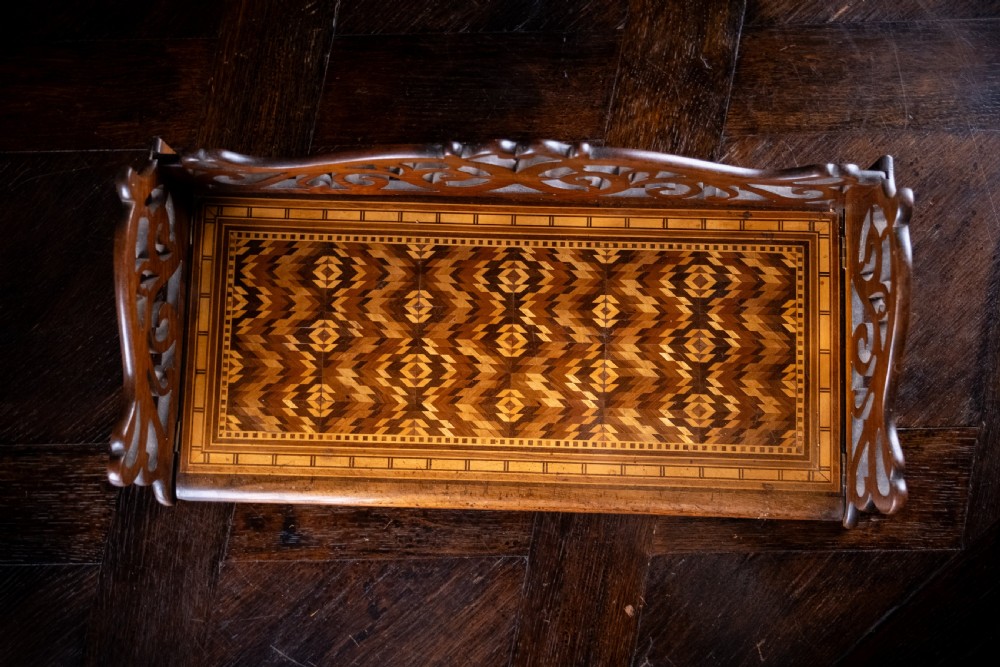 Rosewood & Tunbridgeware Folding Book Stand, c1860 View IV
