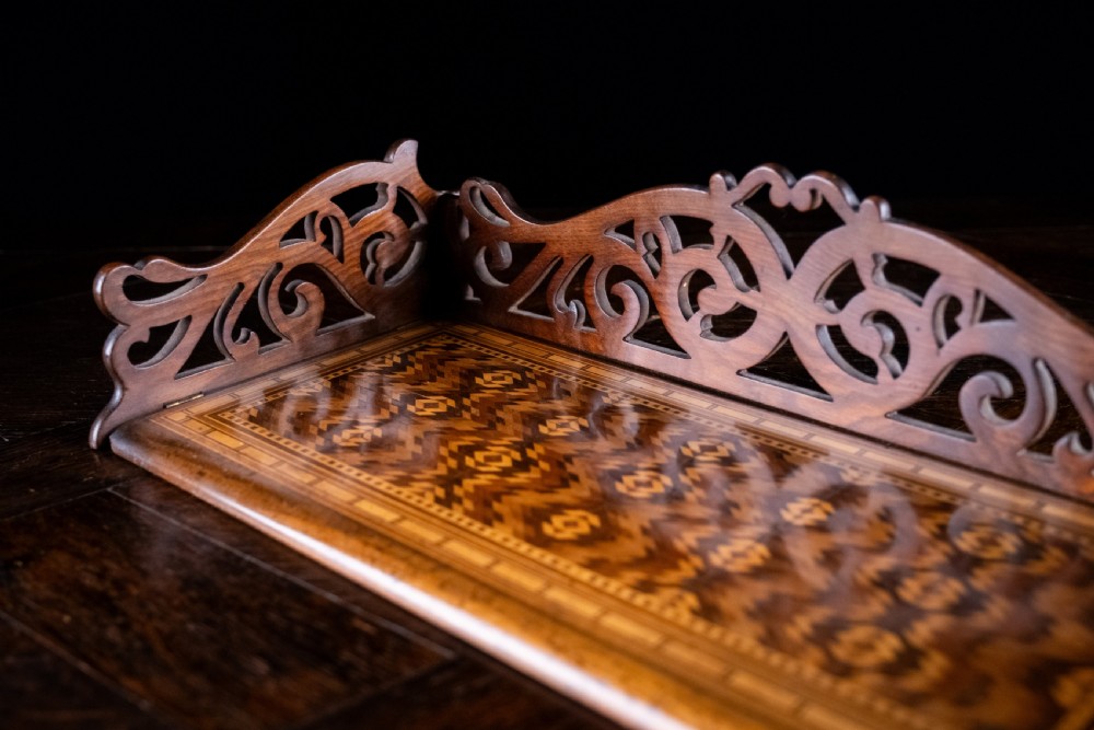 Rosewood & Tunbridgeware Folding Book Stand, c1860 View VI