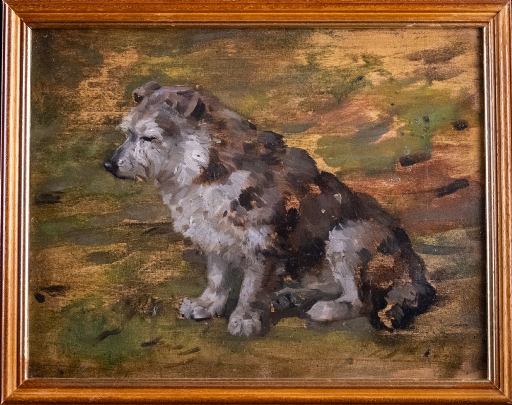 John Murray Thomson R.S.A R.S.W (Scottish, 1885-1974) - Portrait Of A Terrier. Oil On Board. 
