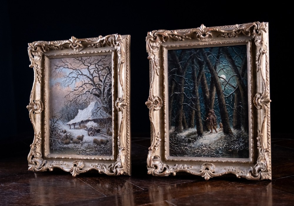Pair Of Rural Scenes at Dusk & Evening, Dated 1838. Oil On Board. View XII