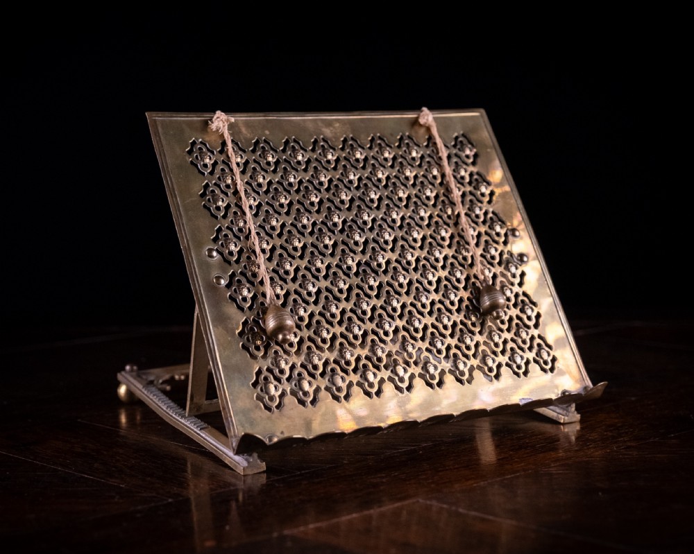 Folding Enamel Coated Brass Book Rest / Lectern, c.1890