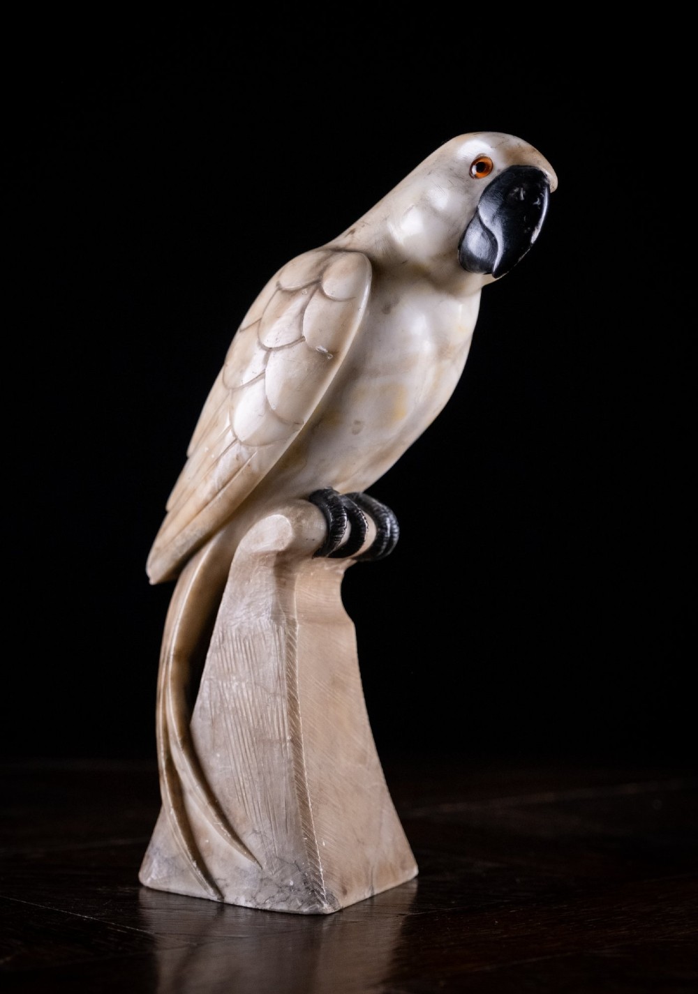 Carved Alabaster Parrot & Cockatoo, c.1920 View III