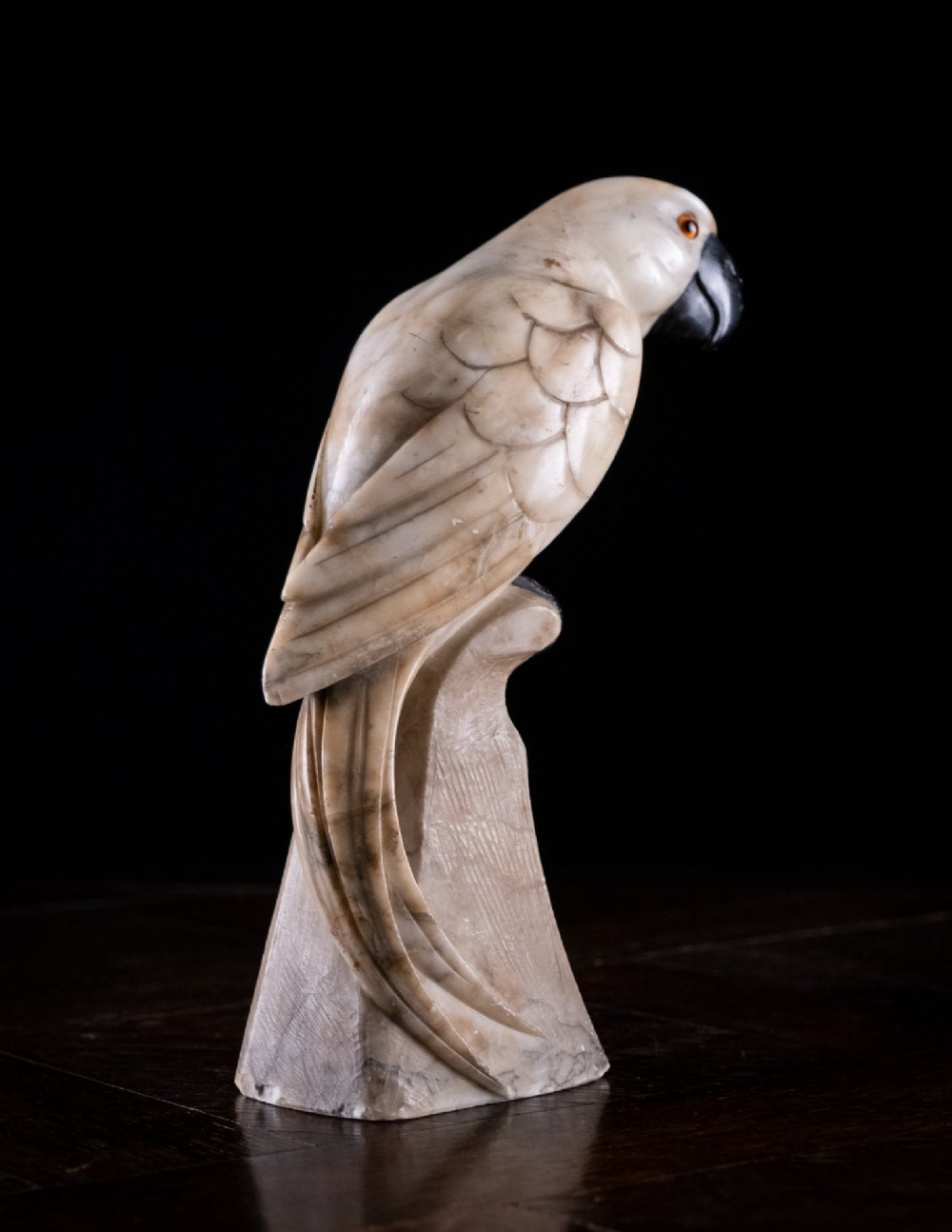 Carved Alabaster Parrot & Cockatoo, c.1920 View IV