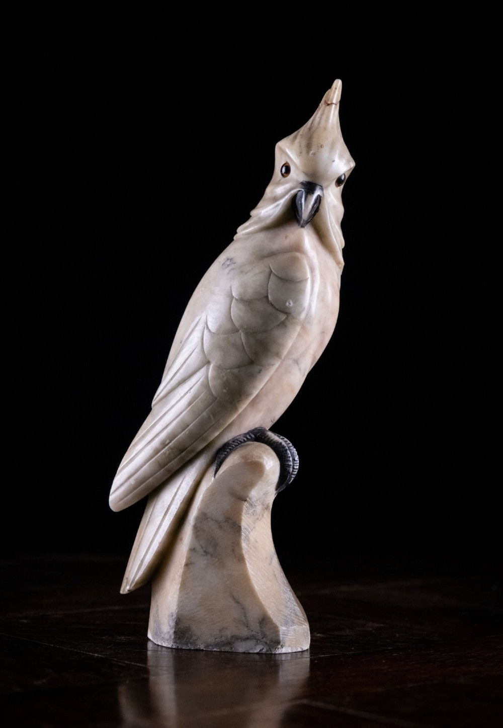 Carved Alabaster Parrot & Cockatoo, c.1920 View X
