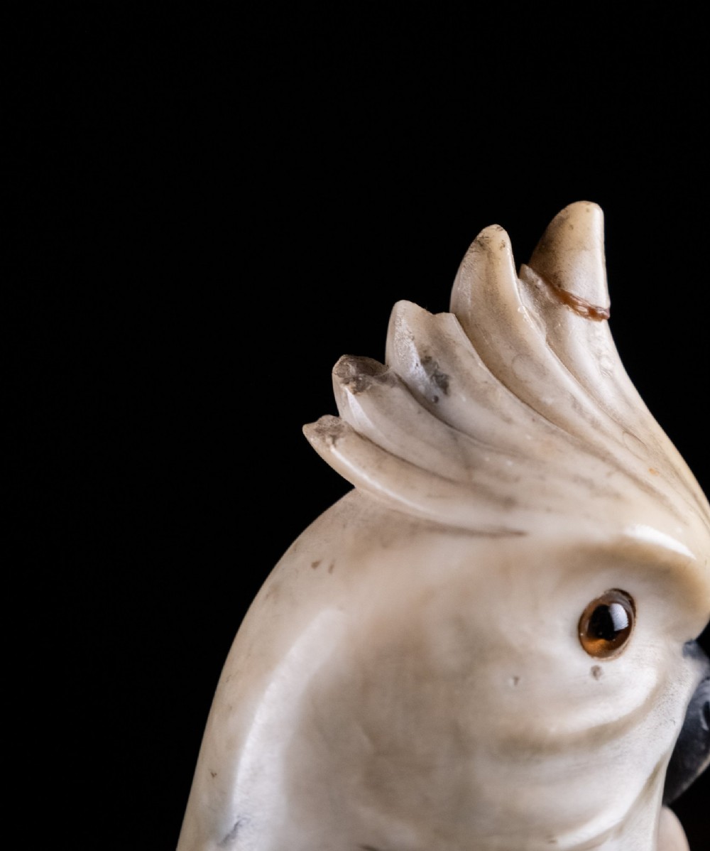Carved Alabaster Parrot & Cockatoo, c.1920 View XII