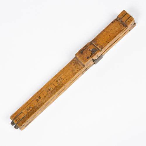 FOLDING COBBLER'S BOXWOOD BRASS FOOT MEASURE - ADDITIONAL PHOTO 1