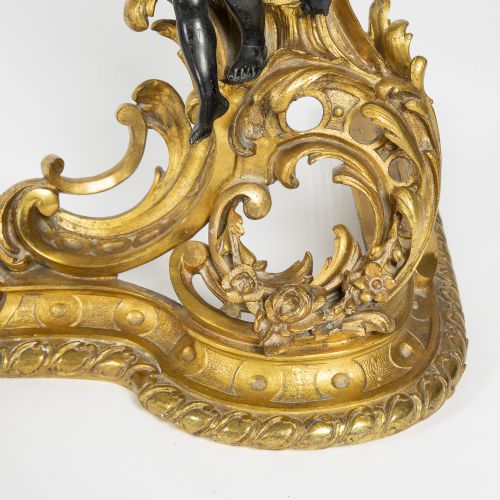 FRENCH GILT BRONZE CHENET IN THE LOUIS XV STYLE ADJUSTABLE WIDTH - ADDITIONAL PHOTO 11